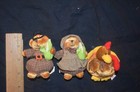 Lot of 3 Mini Russ Bears Thanksgiving 2 bears 1 turkey