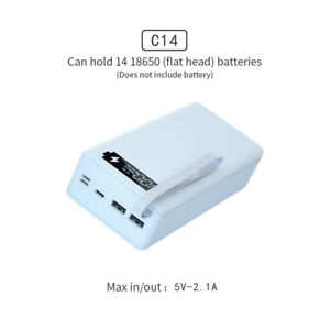 USB 14x18650 Battery Case LCD Display Power Bank DIY Kit Charger Box Phone 5/10W