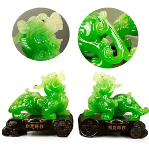 Elegantes 26 cm Jade Pi Xiu Paar Figuren symbolisieren Reichtumsschutz KOKOPRIME - Bild 1 von 13