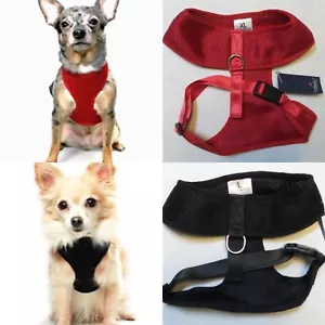 Soft Mesh Adjustable Lightweight Pet Harness With Clips. Black/Red. Size L/XL - Picture 1 of 11