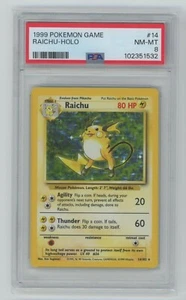1999 POKEMON BASE SET UNLIMITED #14 RAICHU-HOLO PSA 8 - Picture 1 of 2