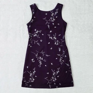 VINTAGE CITY TRIANGLES PURPLE GLITTER FLORAL MIDI - Picture 1 of 2
