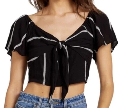 NWT Volcom Coco Tie Chest Top Black/White Size Xs - Image 1 of 2