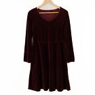 Women's GUDRUN SJODEN Burgundy Velvet Long Sleeve Dress Size S