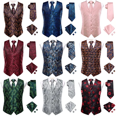 NEW Men's Paisley Design Dress Vest and Neck Tie Hankie Set For Suit or Tuxedo - Image 1 of 4