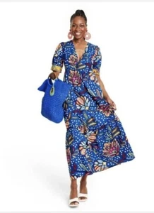 Tabitha Brown for Target Maxikleid blau geblümt Größe 8, 100 % Baumwolle, neu - Bild 1 von 4