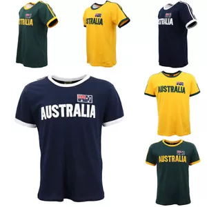 Adult 100% Cotton T-Shirt Australia Day w Flag Stripes Tee Tops Souvenir Gift - Picture 1 of 8