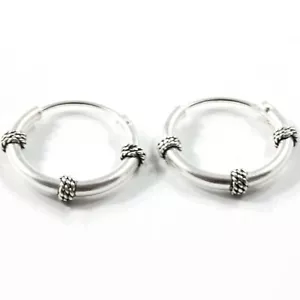 3 Knots Hoop Earrings Sterling Silver 925 - Imagen 1 de 4