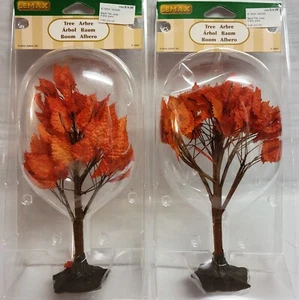 2x Lemax Fall Large Red Maple Trees Spooky Halloween Accessory #14854 Village - Picture 1 of 5