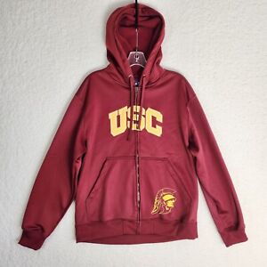 USC Trojans Hoodie Mens Small S Red Southern California Full Zip Fleece Lined