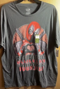 Marvel Deadpool Believe in Yourself Shirt Graphic T-Shirt - Superhero Tee - NWT - Picture 1 of 4