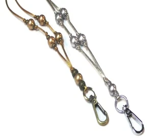 Cord Necklace Lanyard, keys, security id badge holder, gold or silver - Imagen 1 de 5