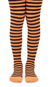 Jefferies Halloween Orange Black Striped Nylon Tights Size 8-10 years - Picture 1 of 3