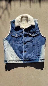 Vintage Sheplers Authentic Western Wear Denim Vest L Cowboy Rodeo Yellowstone - Picture 1 of 9