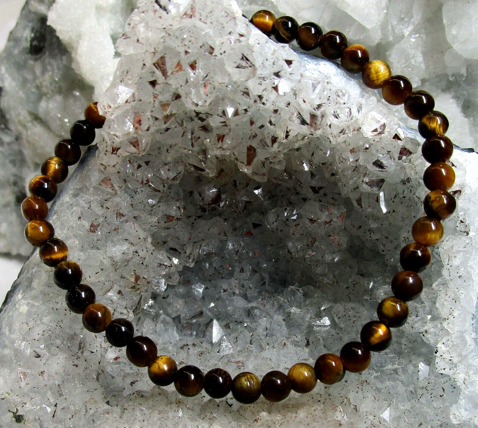 MARKENLOS TIGERAUGE Edelstein-Armband KUGELARMBAND 4mm ca. 17,5m