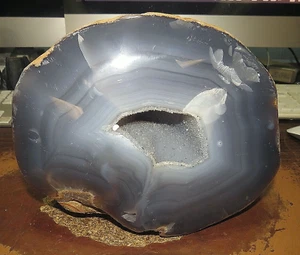 1 ENORME GEODA CRISTAL ÁGATA BRASILEÑA 8x7x3,5 PULGADAS PULIDO - Imagen 1 de 6