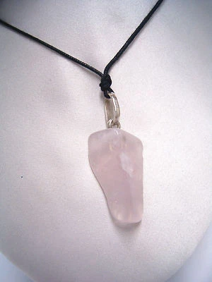 Ciondolo in QUARZO ROSA naturale e ARGENTO 925 -pendente pietra dura e girocollo - Immagine 1 di 2