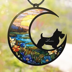 Customize Scottish Terrier Memorial Suncatcher Pet Remembrance Ornament Hanging