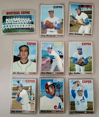 Lote de 9 cartões vintage 1970 Topps Montreal Expos, MACK JONES, BOB BAILEY - Imagem 1 de 4
