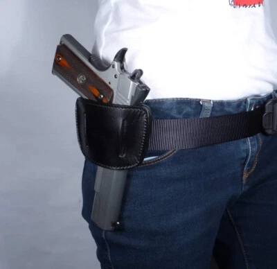 Tactical Belt OWB Leather Gun Holster Right/Left Hand Waist Belt Pistol Holster - Image 1 of 4