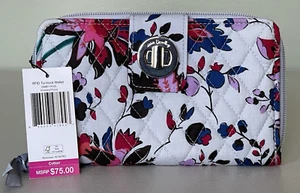 Cartera Vera Bradley RFID Turnlock VIÑEDO FLORAL PRECIO DE VENTA SUGERIDO POR EL FABRICANTE $75 ~ NUEVA CON ETIQUETAS - Imagen 1 de 4