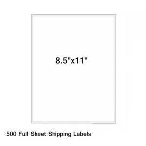 500 hojas completas etiquetas de envío autoadhesivas para impresora láser y de inyección de tinta 8,5""x11"" - Imagen 1 de 9