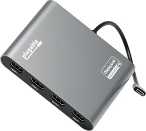 Adaptador enchufable USB-C a cuádruple HDMI 4K DisplayLink 100 W Pass-Though Windows Mac - Imagen 1 de 7