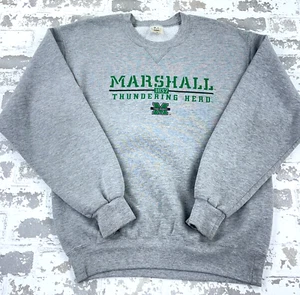 Vintage Marshall Thundering Herd Sweatshirt Men Medium Crewneck 90s Y2K Heather - Picture 1 of 11