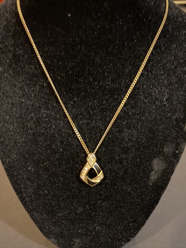 Collana vintage Christian Dior strass smalto nero tono oro