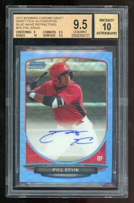 Phil Ervin 2013 Bowman Chrome Auto #d 34/50 Blue Wave RC BGS 9.5 10 Reds - Image 1 of 2