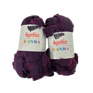 Katia Rhonda Ribbon Yarn #206 Purple with Pink Trim Spain 3.5 oz AT745 Lot of 2 - Picture 1 of 5