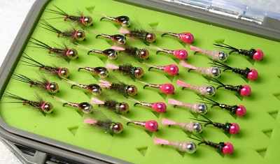 Jig Euro Nymphs Grayling Flies 36 Pack Size 14, 6 patterns 3.3mm Tungsten Bead - Image 1 of 4