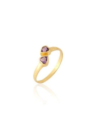 Natural Heart Amethyst Ring in 925 Sterling Silver , Heart Ring, Gift For Her - Image 1 of 4
