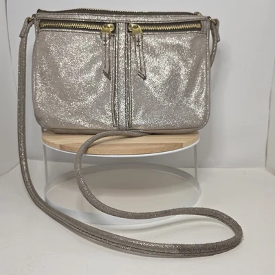 Bandolera pequeña Fossil ZB5430 Erin plateada/estaño cartera superior cremallera herrajes dorados Foto 1 de 4