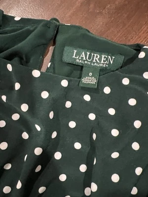 Vestido para mujer Lauren Ralph Lauren a lunares verde y blanco talla 0 Foto 1 de 4
