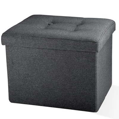 Ottoman Storage Ottoman Foot Rest Stool Foldable Bench with 17X13X13in Darkgrey - Image 1 of 4