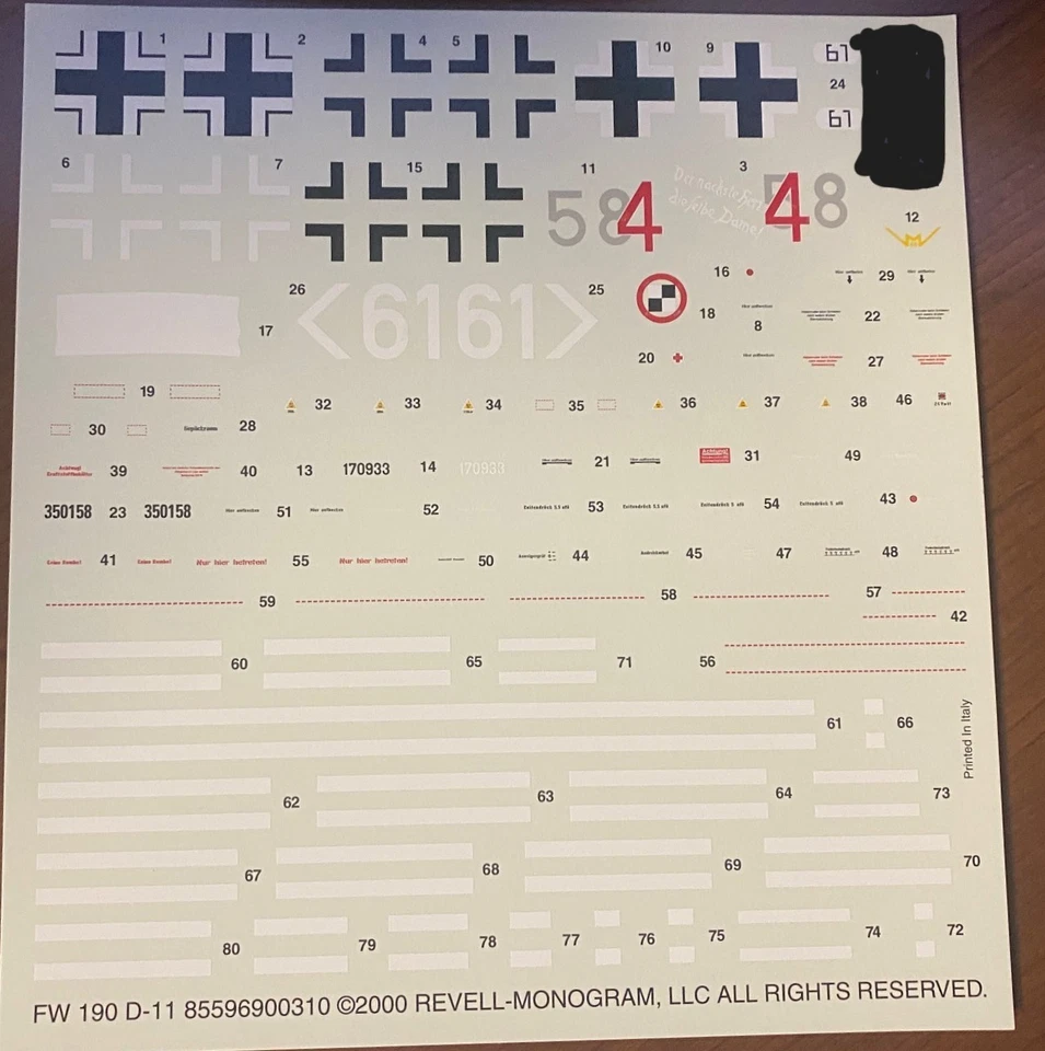 Calcomanías Revell - FW 190 D-11 - 85596900310 - SW Foto 1 de 1