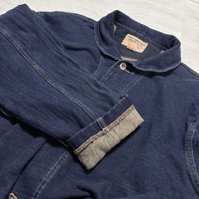 RRL Ralph Lauren Indigo Shawl Collar Cardigan Jacket Cut-and-Sew XL Size Mens   - Image 1 of 4