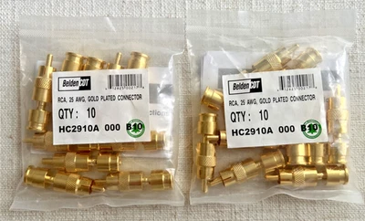20 Total Belden CDT RCA 25 AWG Conector Chapado en Oro HC2910A Lote de Dos Paquetes de 10 Foto 1 de 3
