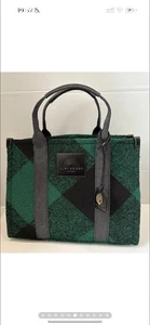 Kurt Geiger London Tweed Southbank Tote Bag Green/Gold Hardware With Dust Bag - Picture 1 of 7