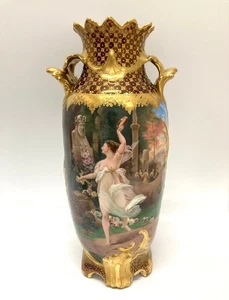 Antique Royal Vienna Wagner Bashantin Flower Vase Decorative Gold Paint - Picture 1 of 8