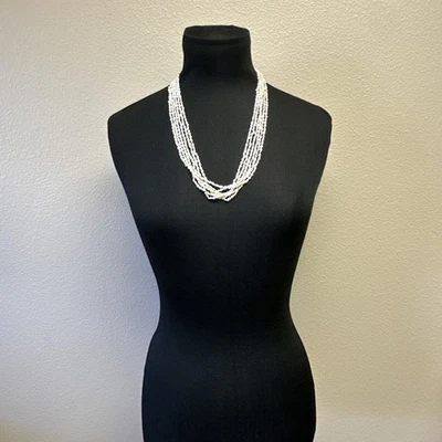 VTG Six Strand Seed Pearl Necklace Gold Tone Clasp Beads Hand Knotted Classic - Image 1 of 4