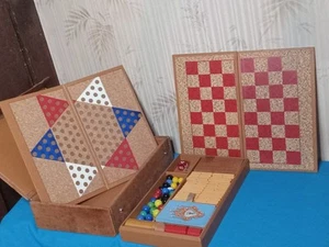 Juego de 5 dominó chino y damas vintage raro Mark Cross England baquelita + - Imagen 1 de 22