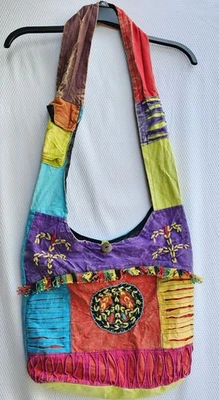 Bolso Bandolera Boho Hippie Patchwork Hobo Cartera de Hombro Flecos Coloridos Foto 1 de 4
