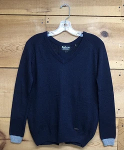Barbour Merion Wolle V-Ausschnitt Pullover Damen Größe 8 Freizeit Marine Pullover Strick - Bild 1 von 11