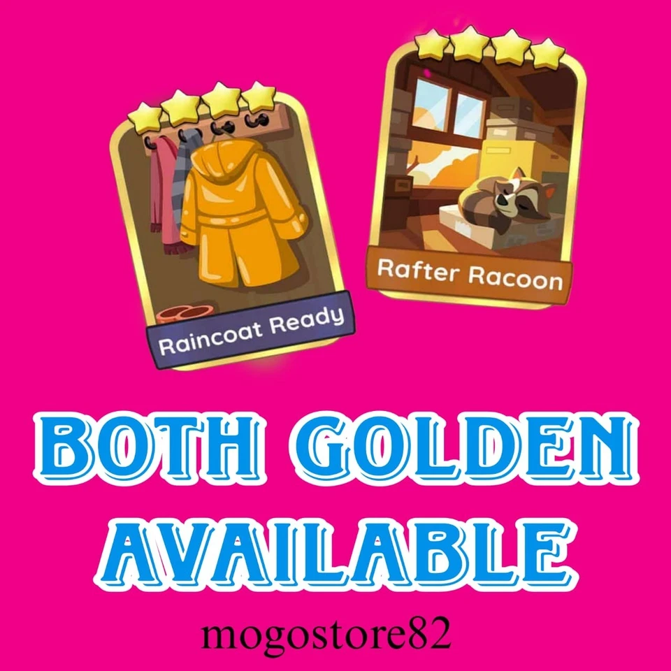 Monopoly_Go Stickers Golden Blitz 4⭐ Raincoat Ready 🌻 Rafter Raccoon 🌻 - Image 1 of 2