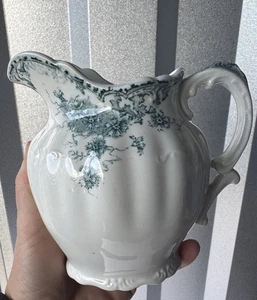 Antigua cerámica colonial crema patrón Dianthus floral Stoke Inglaterra - Imagen 1 de 8