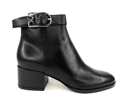 Botines Sergio Rossi para mujer de cuero negro con logotipo SR con hebilla talla EU 34,5 Foto 1 de 4