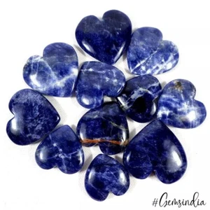 800 Cts/11 Pcs Natural Untreated Blue Sodalite Heart Cab Loose Gems For Jewelry - Picture 1 of 6