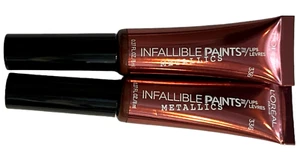 L'OREAL INFALLIBLE PAINTS LIPS METALLICS 336 Liquid Venom - LOT of 2 - Picture 1 of 5